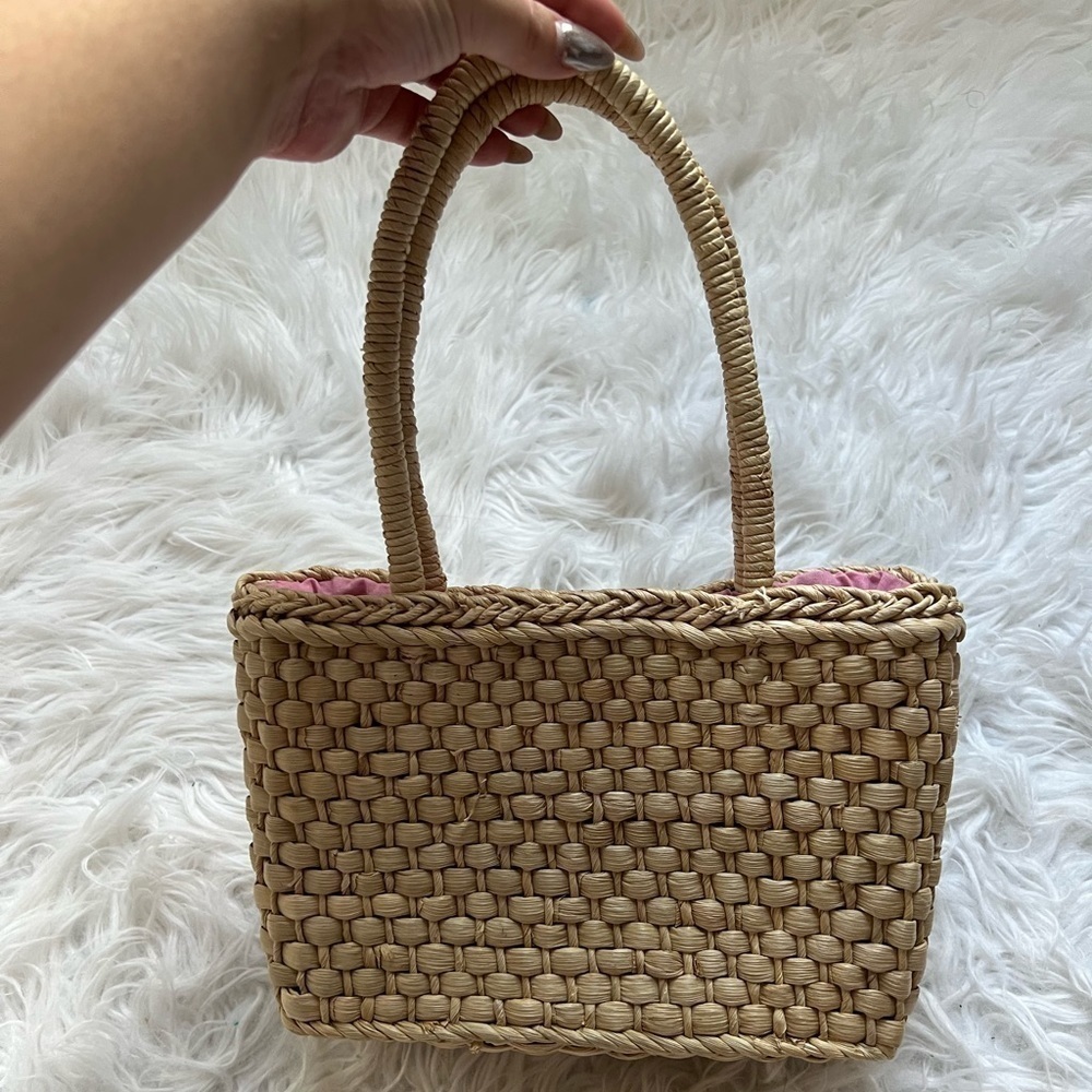Y2K Vintage Faded Glory Woven Wicker Flower Bag 💐🌸 - Picture 3 of 10